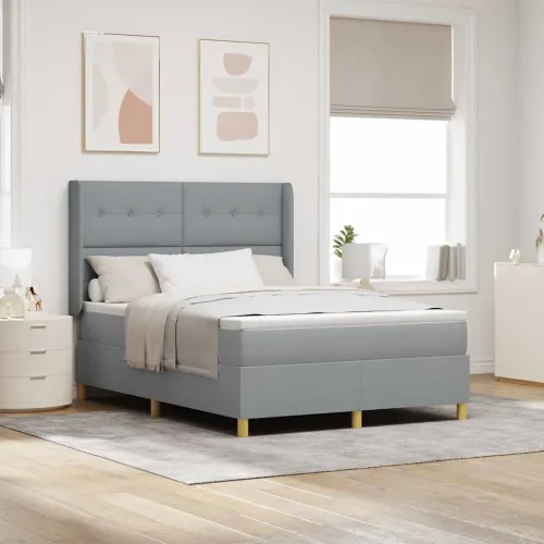 Box spring krevet Svijetlo siva 160 x 200 cm tkanina - Svjetlosiva 160 x 200 cm Prošiveno gumbima Cijena