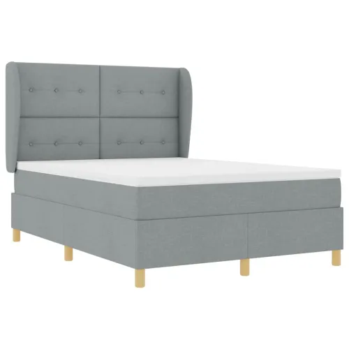 Box spring krevet Svijetlo siva 200 x 160 cm tkanina - Svjetlosiva 160 x 200 cm Prošiveno gumbima Cijena