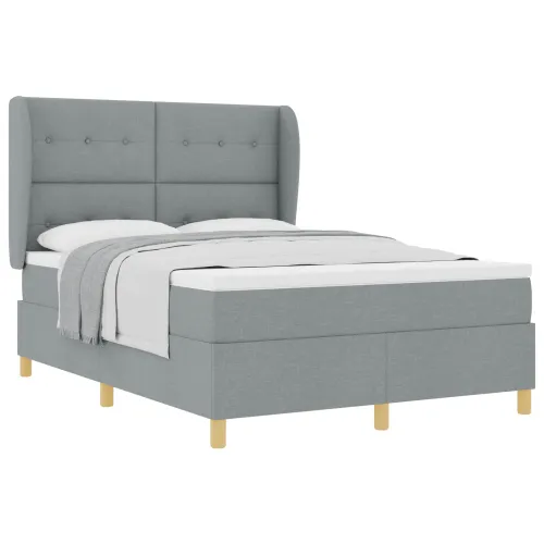 Box spring krevet Svijetlo siva 200 x 160 cm tkanina - Svjetlosiva 160 x 200 cm Prošiveno gumbima Cijena
