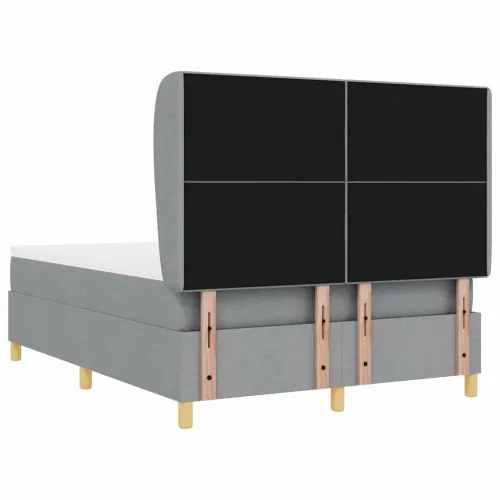 Box spring krevet Svijetlo siva 200 x 160 cm tkanina - Svjetlosiva 160 x 200 cm Prošiveno gumbima Cijena