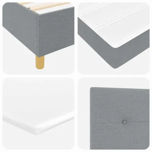 Box spring krevet Svijetlo siva 200 x 160 cm tkanina - Svjetlosiva 160 x 200 cm Prošiveno gumbima Cijena