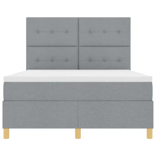 Box spring krevet Svijetlo siva 160 x 200 cm tkanina - Svjetlosiva 160 x 200 cm Prošiveno gumbima Cijena