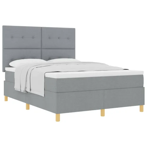 Box spring krevet Svijetlo siva 160 x 200 cm tkanina - Svjetlosiva 160 x 200 cm Prošiveno gumbima Cijena