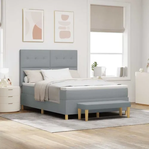 Box spring krevet Svjetlosiva 200 x 160 cm tkanina - Svjetlosiva 160 x 200 cm Prošiveno gumbima Cijena