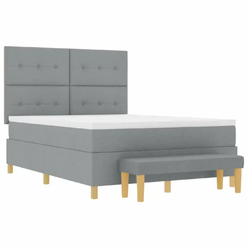 Box spring krevet Svjetlosiva 200 x 160 cm tkanina - Svjetlosiva 160 x 200 cm Prošiveno gumbima Cijena
