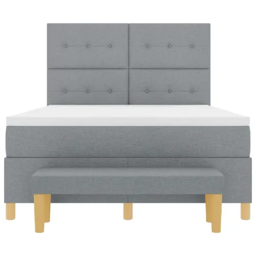 Box spring krevet Svjetlosiva 200 x 160 cm tkanina - Svjetlosiva 160 x 200 cm Prošiveno gumbima Cijena