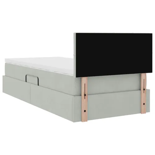 Krevet s od storage Svijetlo siva 90 x 200 cm Baršun - Svjetlosiva 90 x 200 cm Blok sa kvadratićima Cijena