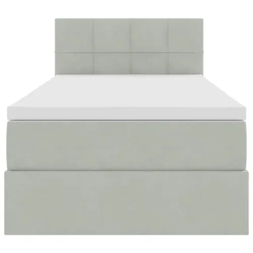 Krevet s od storage Svijetlo siva 90 x 200 cm Baršun - Svjetlosiva 90 x 200 cm Blok sa kvadratićima Cijena