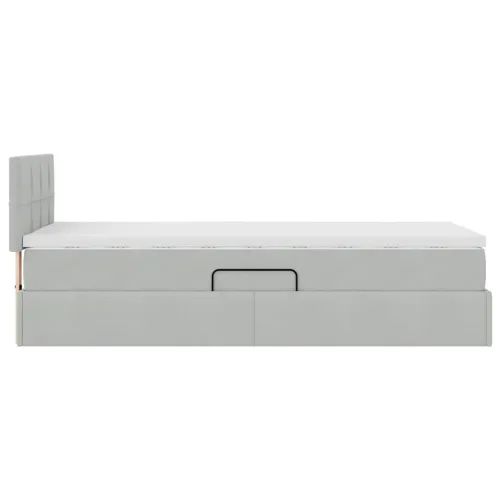 Krevet s od storage Svijetlo siva 90 x 200 cm Baršun - Svjetlosiva 90 x 200 cm Blok sa kvadratićima Cijena