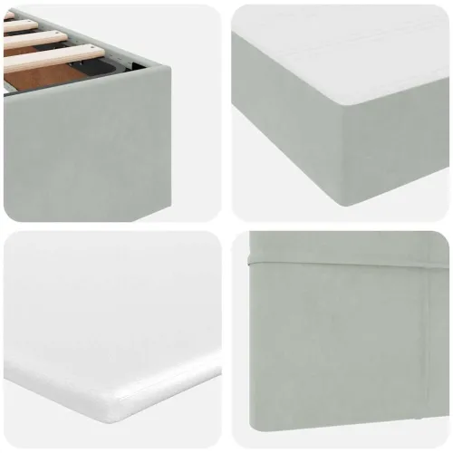 Krevet s od storage Svijetlo siva 90 x 200 cm Baršun - Svjetlosiva 90 x 200 cm Blok sa kvadratićima Cijena