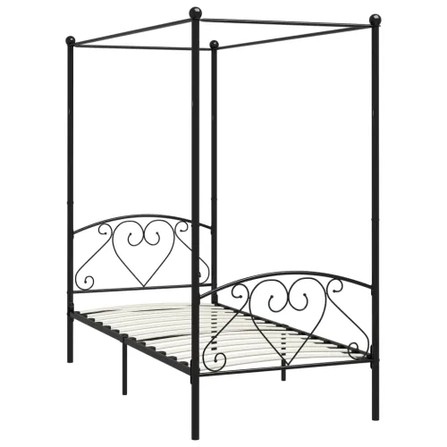 Okvir za krevet s nadstrešnicom crni metalni 90 x 200 cm  - Crna 90 x 200 cm Crna 90 x 200 cm Cijena