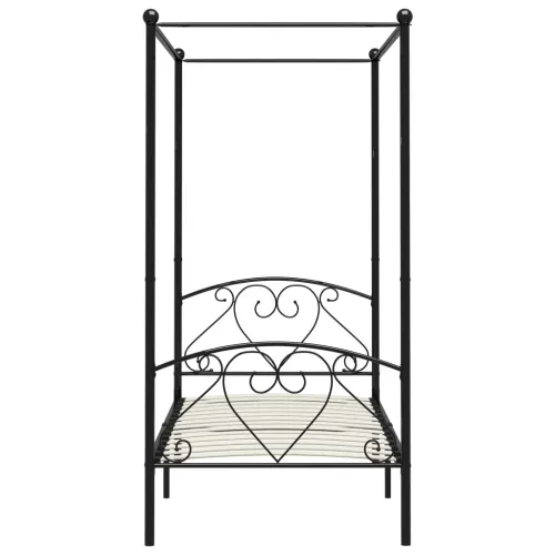Okvir za krevet s nadstrešnicom crni metalni 90 x 200 cm  - Crna 90 x 200 cm Crna 90 x 200 cm Cijena