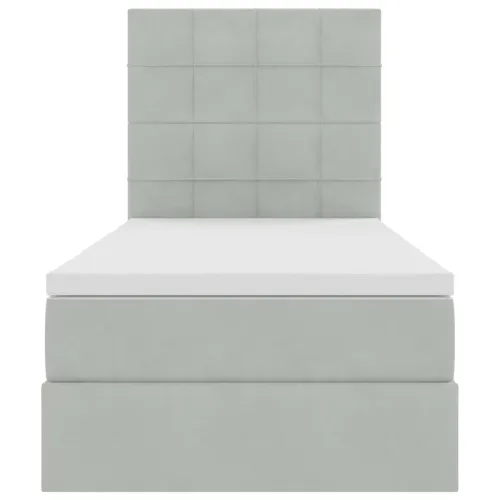 Krevet s madracem i skladištem Svijetlo siva 90 x 190 cm Baršun - Svjetlosiva 90 x 190 cm Blok sa kvadratićima Cijena