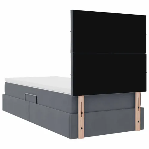 Krevet s madracem i skladištem Tamno siva 90 x 190 cm Baršun - Tamnosiva 90 x 190 cm Blok sa kvadratićima Cijena