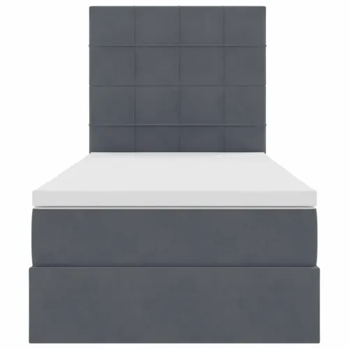 Krevet s madracem i skladištem Tamno siva 90 x 200 cm Baršun - Tamno siva 90 x 200 cm Blok sa kvadratićima Cijena