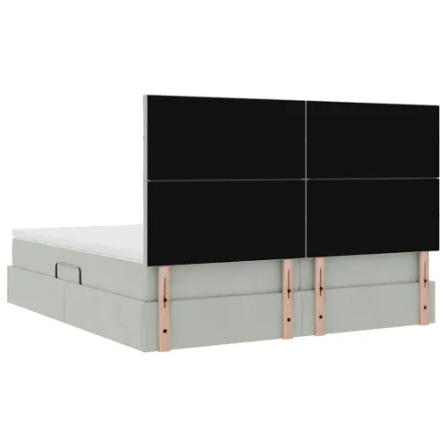 Krevet s od storage Svijetlo siva 180 x 200 cm Baršun - Svjetlosiva 180 x 200 cm Blok sa kvadratićima Cijena