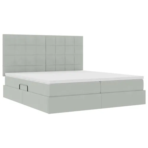 Krevet s od storage Svijetlo siva 180 x 200 cm Baršun - Svjetlosiva 180 x 200 cm Blok sa kvadratićima Cijena