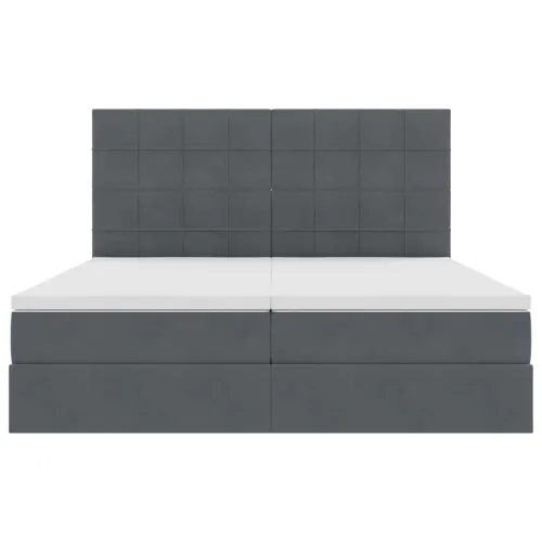 Krevet s od storage s uzglavljem Tamno siva 180 x 200 cm Baršun - Tamno siva 180 x 200 cm Blok sa kvadratićima Cijena