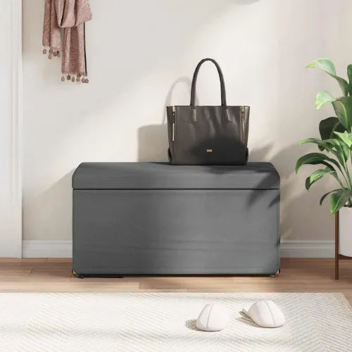 Stolica Tamno siva 81 x 41 x 40 cm Tkanina i konstruirano drvo - Tamnosiva 80 cm Tkanina Cijena