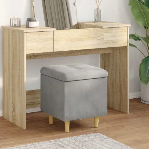 Otoman s pohranom Svijetlo siva 40 x 40 x 45 cm Baršun - Svjetlosiva 40 cm Baršun Cijena