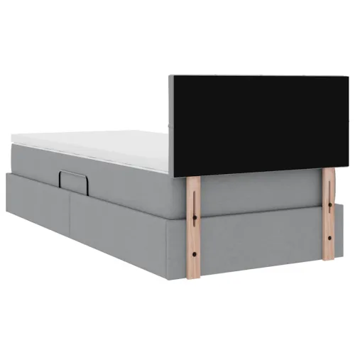 LED krevet za pohranu s madracem Svjetlosiva 90 x 190 cm - Svjetlosiva 90 x 190 cm Blok sa kvadratićima Cijena