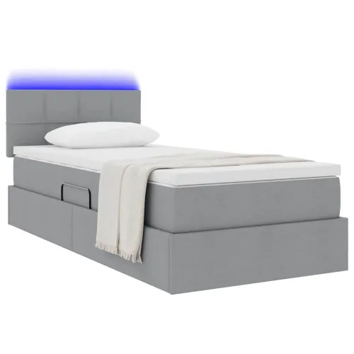 LED krevet za pohranu s madracem Svjetlosiva 90 x 190 cm - Svjetlosiva 90 x 190 cm Blok sa kvadratićima Cijena