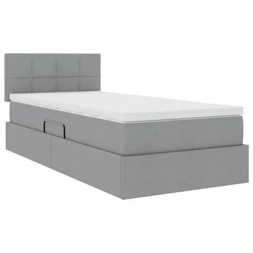LED krevet za pohranu s madracem Svjetlosiva 90 x 200 cm - Svjetlosiva 90 x 200 cm Blok sa kvadratićima Cijena