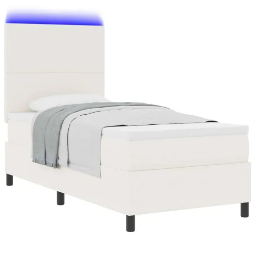 LED Box Spring Krevet s uzglavljem Krema i bijela 80 x 200 cm - Krema 80 x 200 cm Visoki uzglavlje Cijena