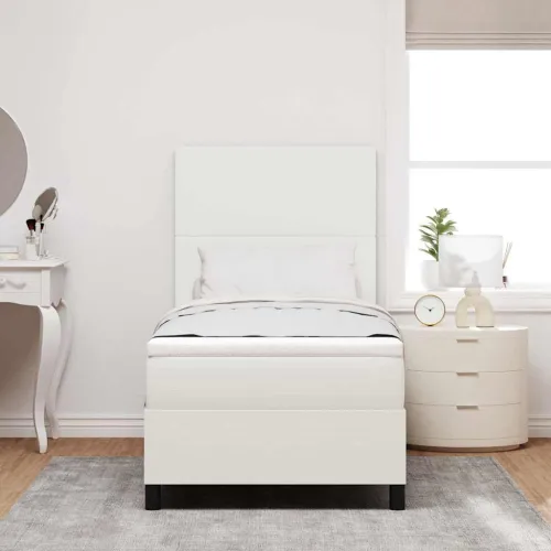 LED Box Spring Krevet s uzglavljem Krema i bijela 100 x 200 cm - Krema 100 x 200 cm Visoki uzglavlje Cijena