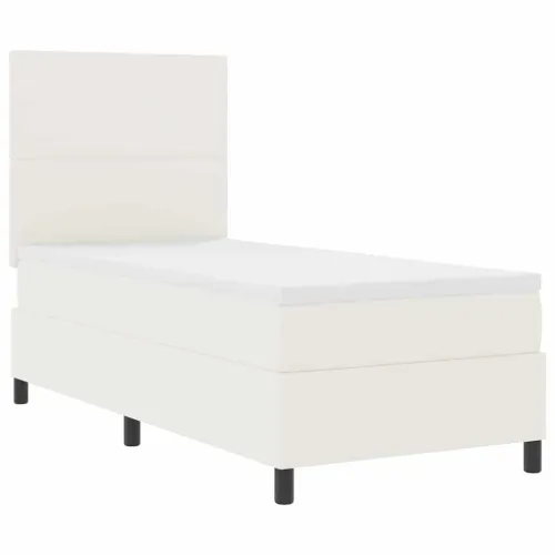 LED Box Spring Krevet s uzglavljem Krema i bijela 100 x 200 cm - Krema 100 x 200 cm Visoki uzglavlje Cijena