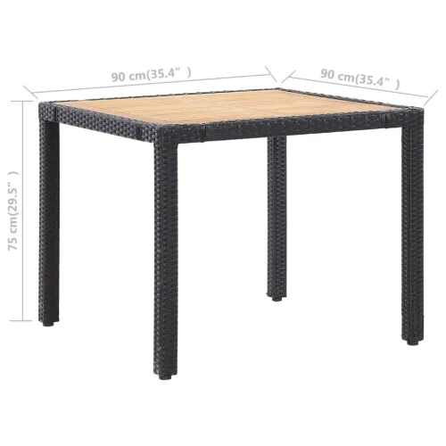 Vrtna garnitura - 5-dijelni vrtni blagovaonski set od poliratana s jastucima crni - Crna i smeđa Dužina stola 90 cm 4 Cijena