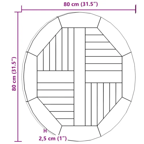 Stolna ploča od masivne tikovine okrugla 2,5 cm 80 cm - 80 x 80 cm Okruglo Cijena