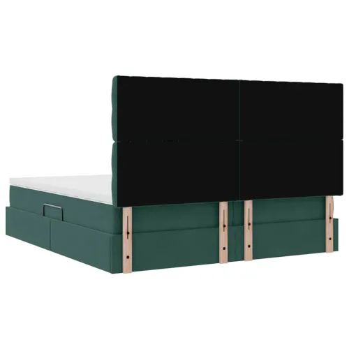Krevet s od storage s pohranom Tamnozelena 200 x 200 cm Baršun - Tamnozelena 200 x 200 cm Dizajn s jastučićima Cijena