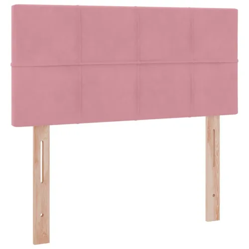 Krevet s od storage s uzglavljem Ružičasta 100 x 200 cm Baršun - Ružičasta 100 x 200 cm Blok sa kvadratićima Cijena