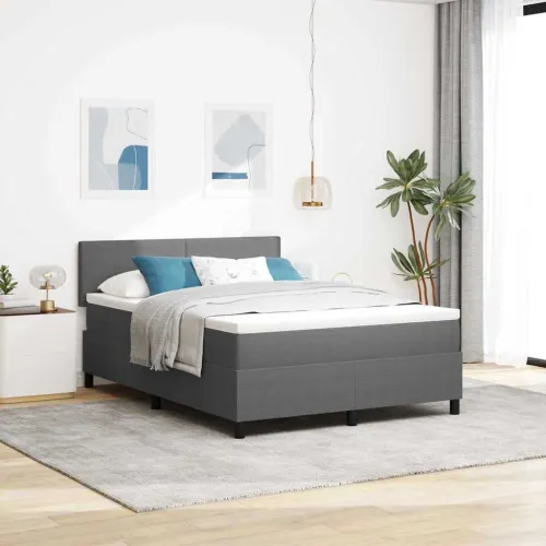 LED Box Spring Krevet Svijetlo siva i bijela. 140 x 190 cm - Svjetlosiva 140 x 190 cm Nizak uzglavlju Cijena