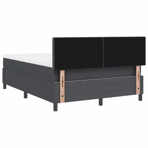 LED Box Spring Krevet Tamno siva i bijela 140 x 190 cm - Tamno siva 140 x 190 cm Nizak uzglavlju Cijena