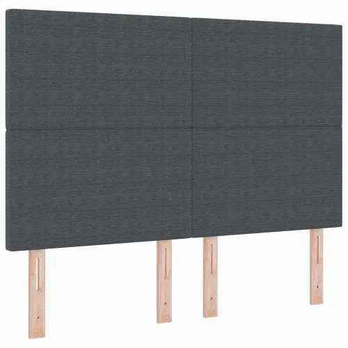 LED Box Spring Krevet Tamno siva i bijela 140 x 190 cm - Tamno siva 140 x 190 cm Visoki uzglavlje Cijena