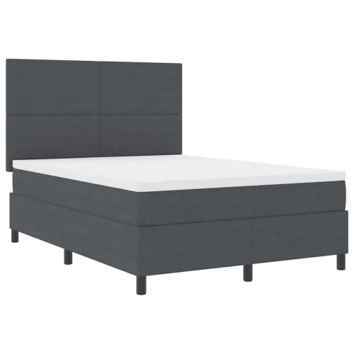 LED Box Spring Krevet Tamno siva i bijela 140 x 200 cm - Tamno siva 140 x 200 cm Visoki uzglavlje Cijena