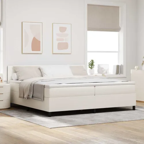 Box spring krevet s uzglavljem Krema i bijela 200 x 200 cm - Krema 200 x 200 cm Nizak uzglavlju Cijena