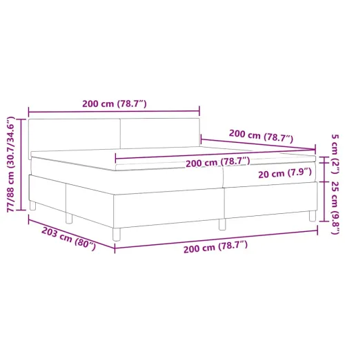 Box spring krevet s uzglavljem Krema i bijela 200 x 200 cm - Krema 200 x 200 cm Nizak uzglavlju Cijena