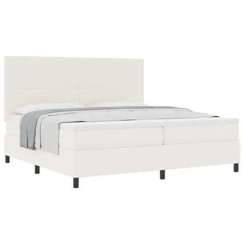 Box spring krevet s uzglavljem Krema i bijela 200 x 200 cm - Krema 200 x 200 cm Visoki uzglavlje Cijena