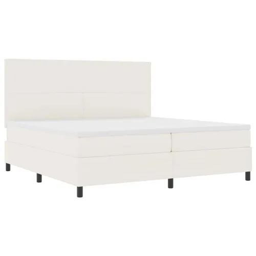 Box spring krevet s uzglavljem Krema i bijela 200 x 200 cm - Krema 200 x 200 cm Visoki uzglavlje Cijena