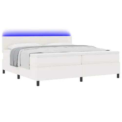 LED Box Spring Krevet s uzglavljem Krema i bijela 200 x 200 cm - Krema 200 x 200 cm Nizak uzglavlju Cijena