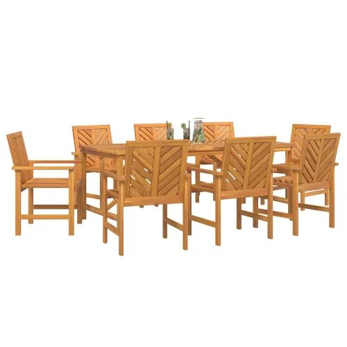 Vrtni set za objed 9 kom. Smeđa Čvrsto drvo akacije - 200 cm 2x klupa (180 cm) + 2x stolica + stol Cijena