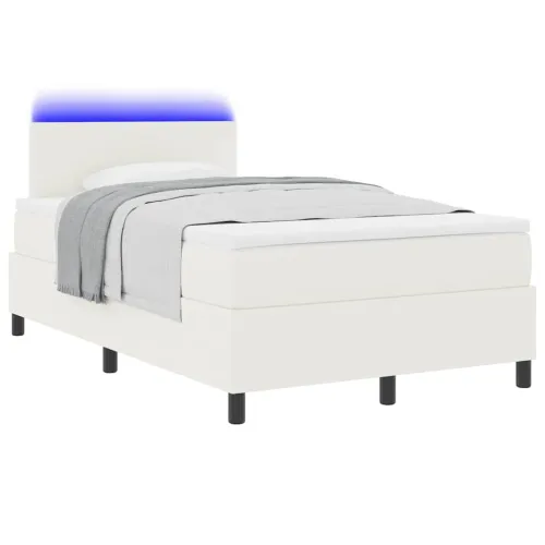 LED Box Spring Krevet s uzglavljem Krema i bijela 120 x 190 cm - Krema 120 x 190 cm Nizak uzglavlju Cijena