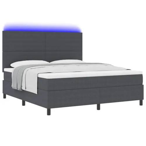 LED Box Spring Krevet Tamno siva i bijela 180 x 200 cm - Tamno siva 180 x 200 cm Visoki uzglavlje Cijena