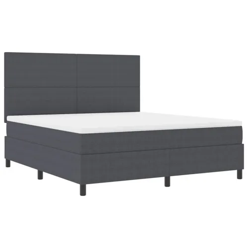LED Box Spring Krevet Tamno siva i bijela 180 x 200 cm - Tamno siva 180 x 200 cm Visoki uzglavlje Cijena