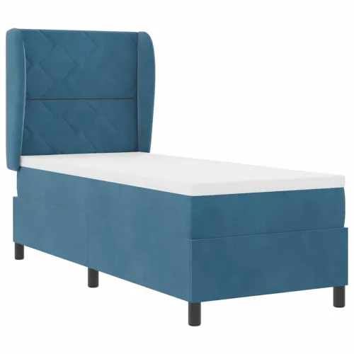 Box spring krevet Tamno plava 200 x 80 cm Baršun - Tamno plava 80 x 200 cm Dizajn s rombovima Cijena