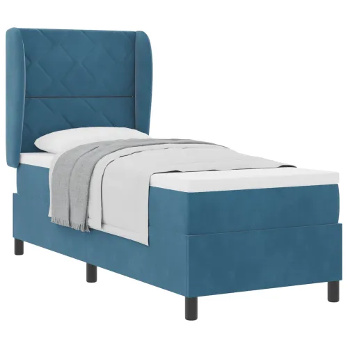 Box spring krevet Tamno plava 200 x 80 cm Baršun - Tamno plava 80 x 200 cm Dizajn s rombovima Cijena