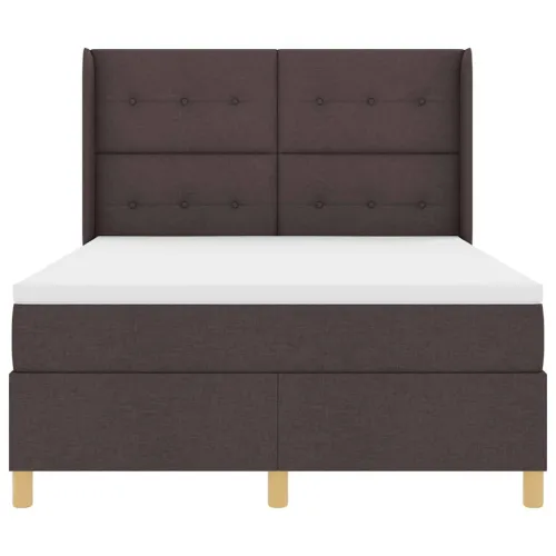 Box spring krevet s LED trakama Smeđa 160 x 200 cm tkanina - Tamno smeđa 160 x 200 cm Prošiveno gumbima Cijena